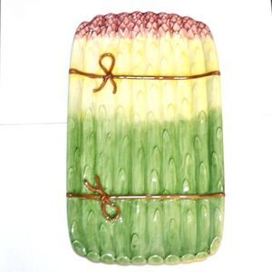 Vintage Majolica Asparagus Serving Dish Large Size Portugal